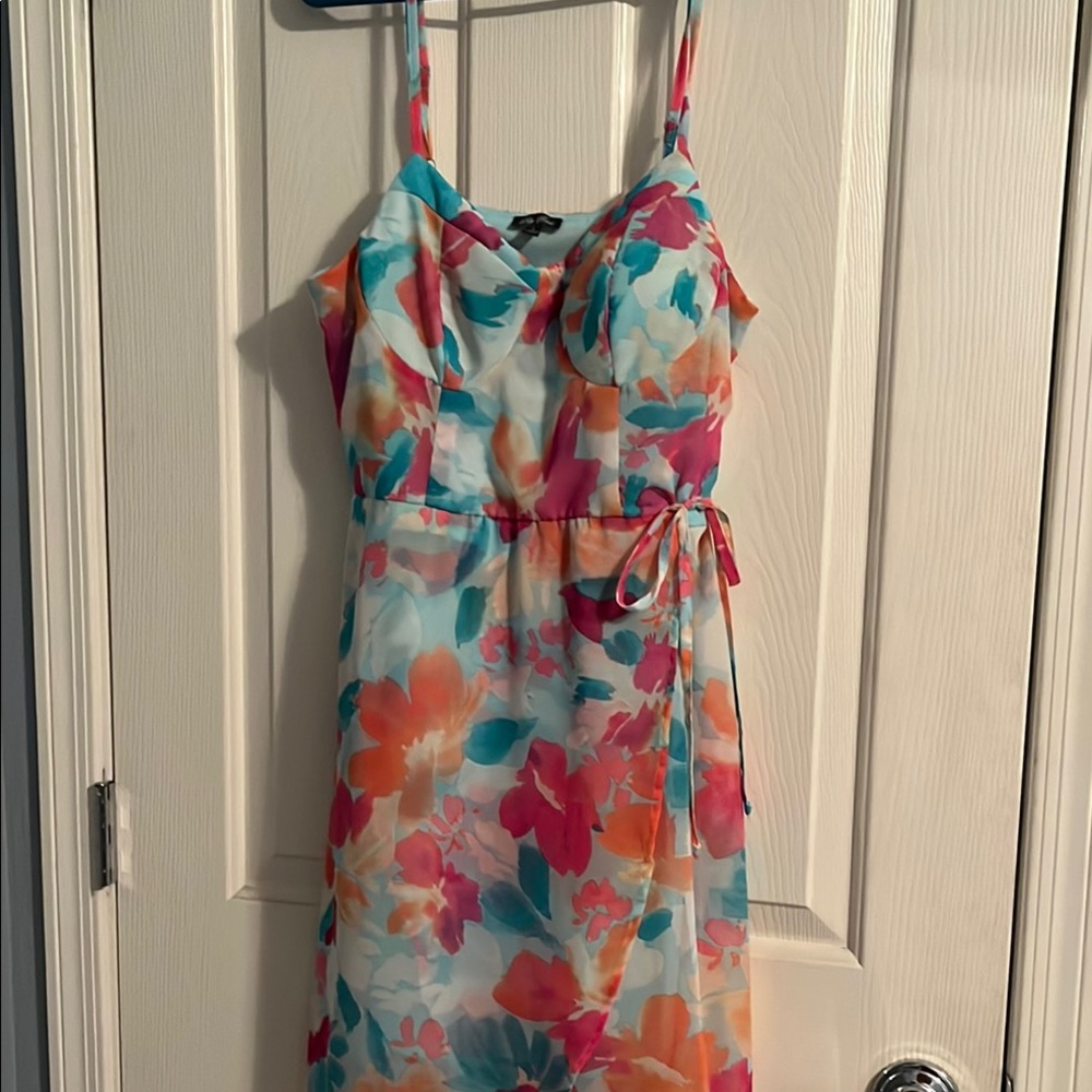 Lily Rose Pink and Blue Spaghetti Strap Sundress